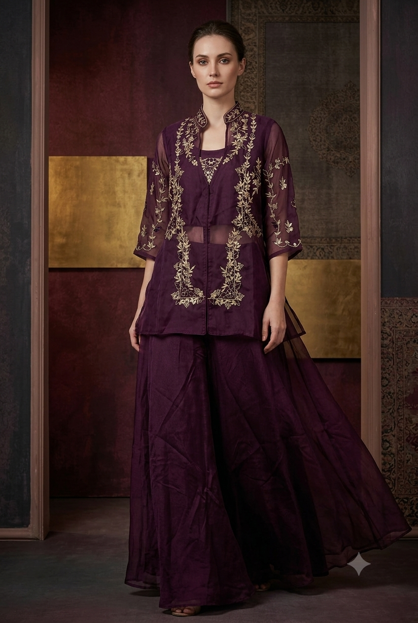 The Imperial Plum Sheer Overlay Set