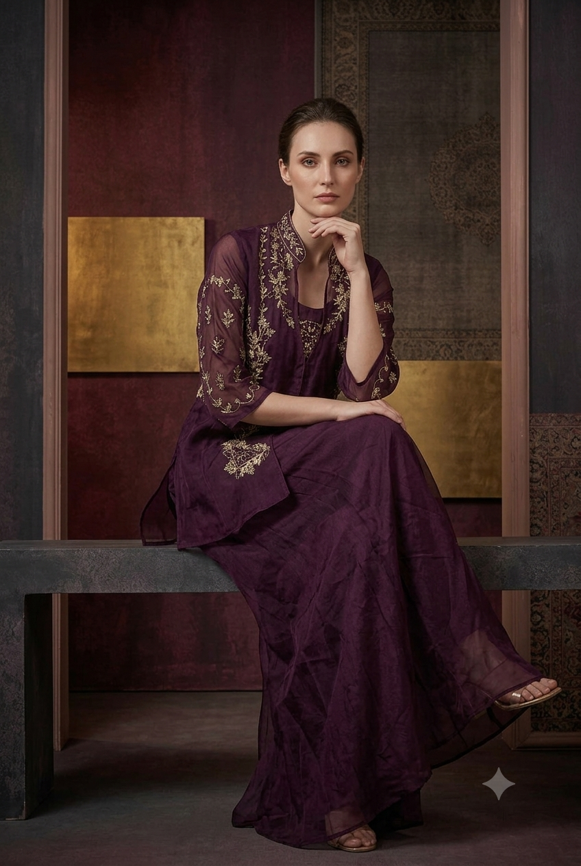 The Imperial Plum Sheer Overlay Set