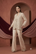 The Champagne Pearl Heavily Embellished Jacket Set