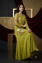 The Olive Green & Fuchsia Paisley Organza Set