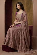 The Dusty Taupe & Purple Bandhani Fusion Set