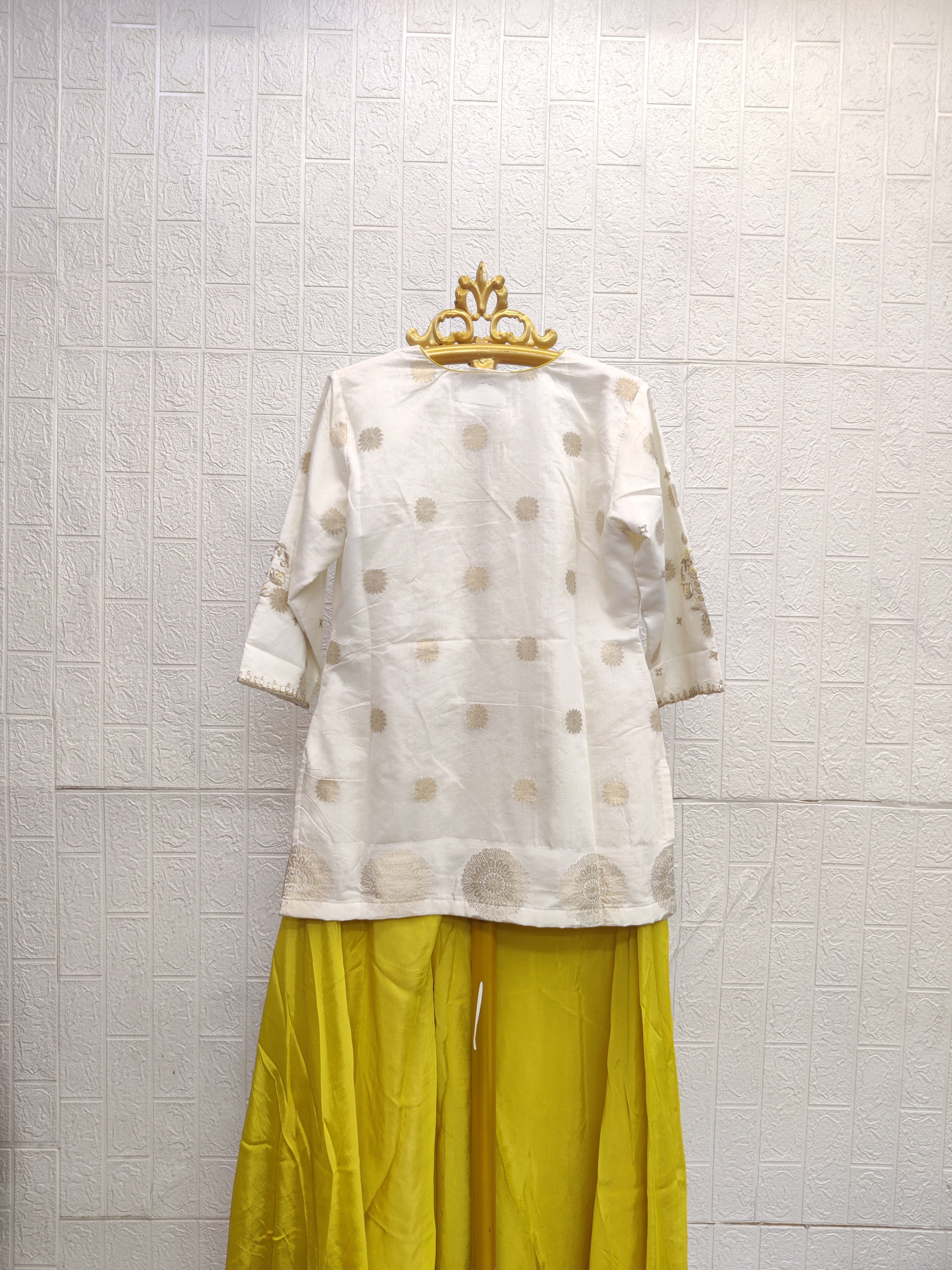 The Chartreuse & Ivory Chanderi Sharara Set