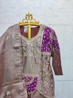 The Dusty Taupe & Purple Bandhani Fusion Set