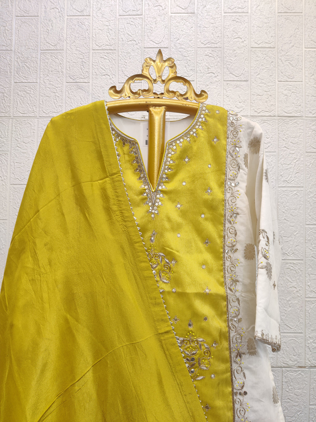 The Chartreuse & Ivory Chanderi Sharara Set