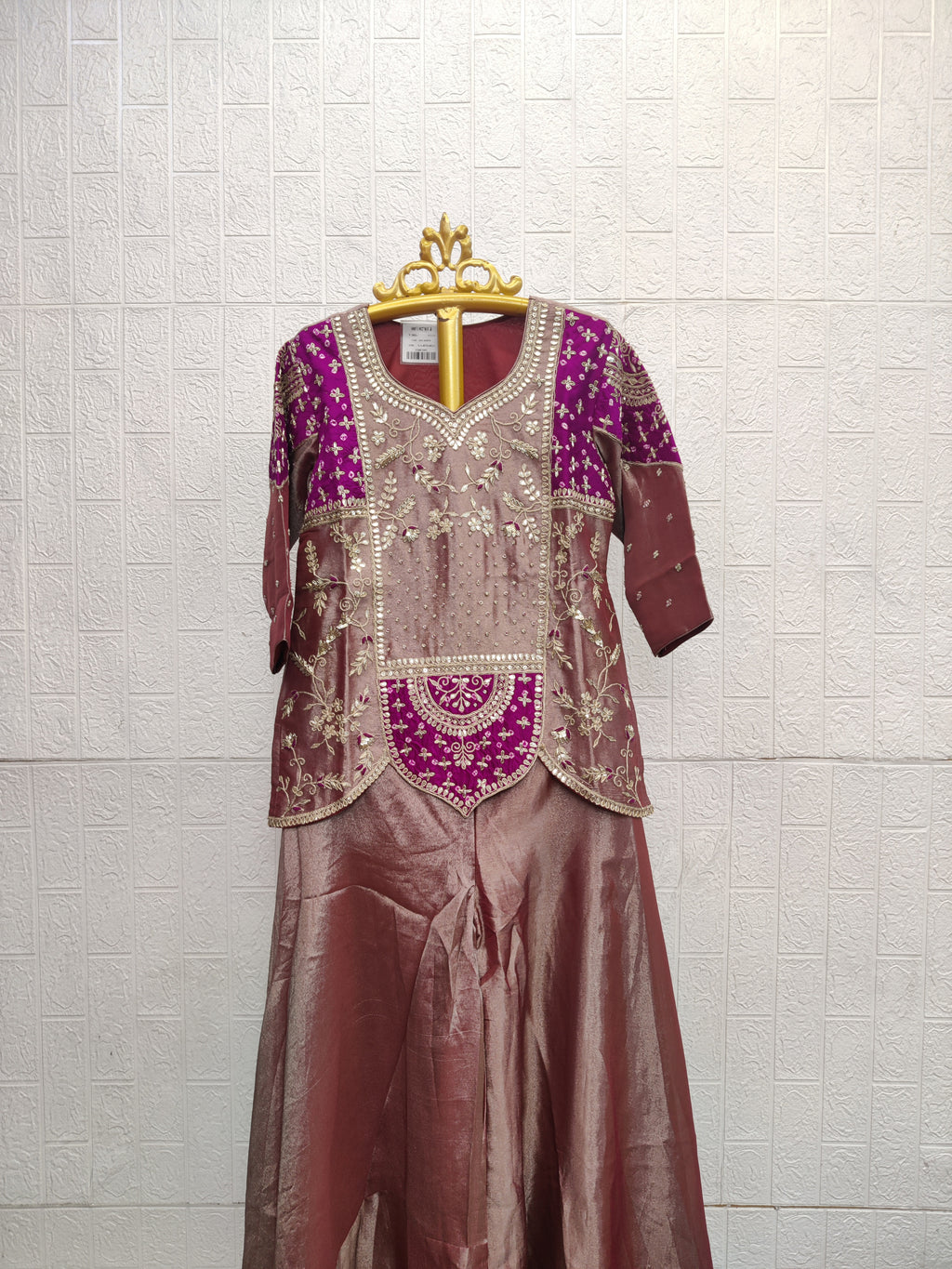 The Dusty Taupe & Purple Bandhani Fusion Set