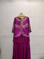 The Magenta Bandhani Peplum Sharara Set