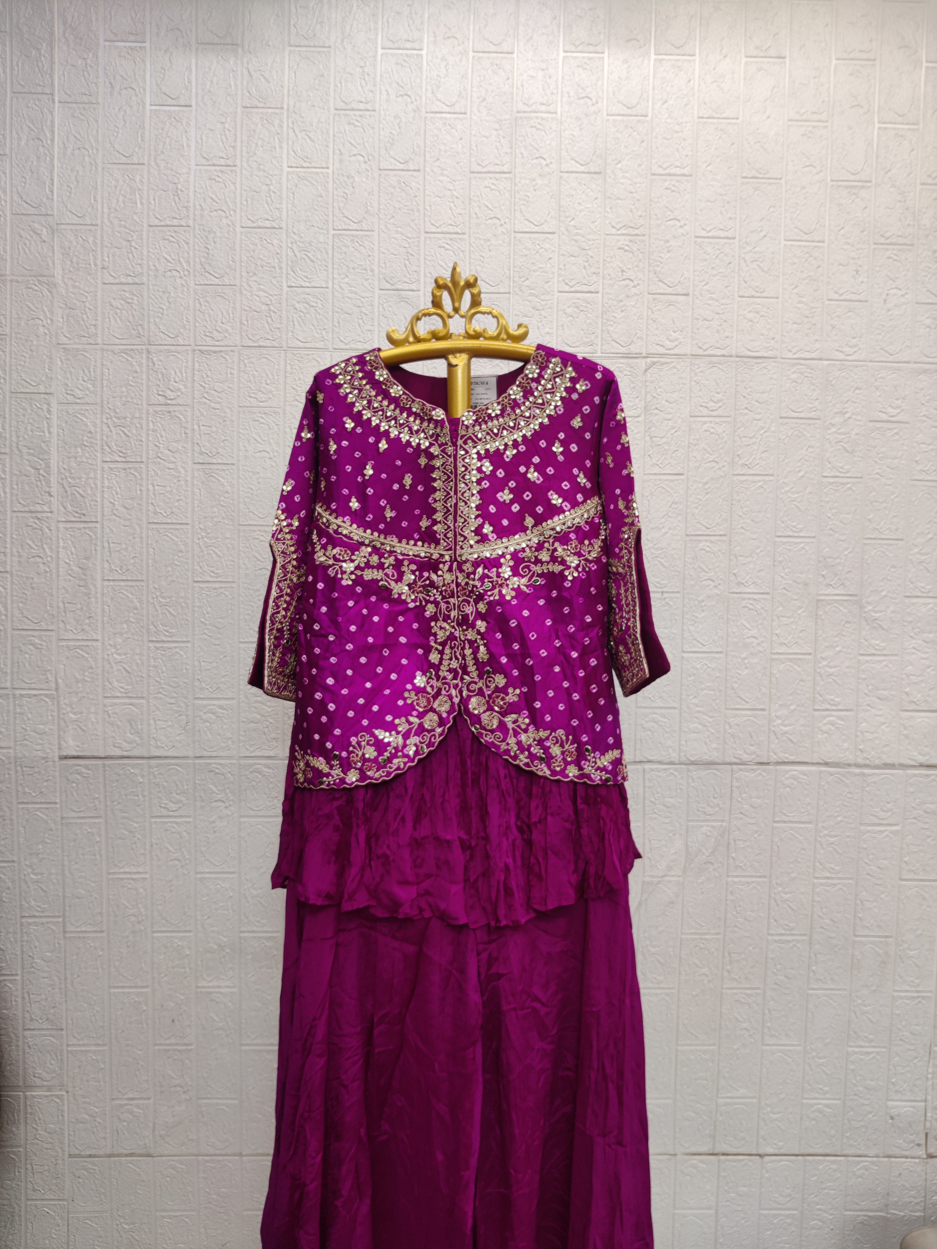 The Magenta Bandhani Peplum Sharara Set