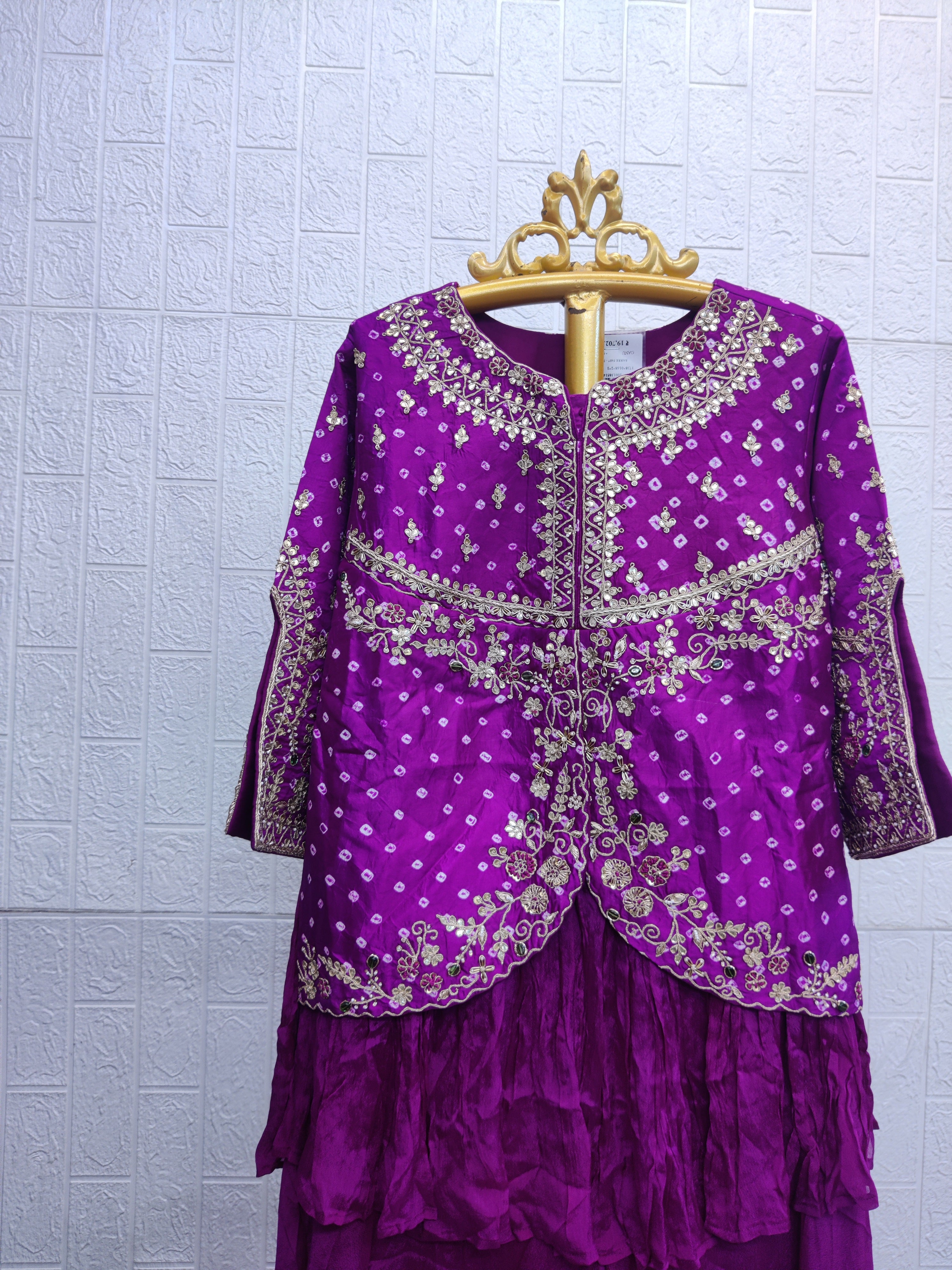 The Magenta Bandhani Peplum Sharara Set
