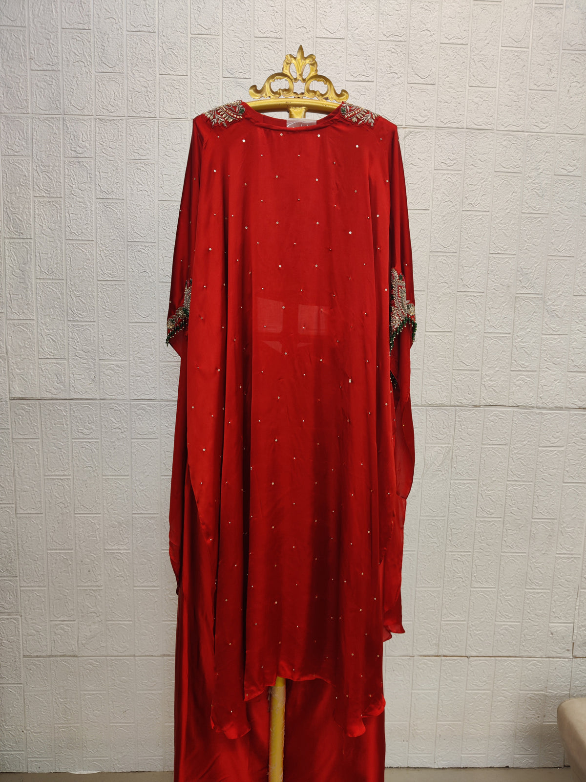 The Scarlet Rust Embellished Cape Set