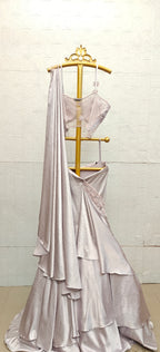 The Lavender Radiance Tiered Saree Gown