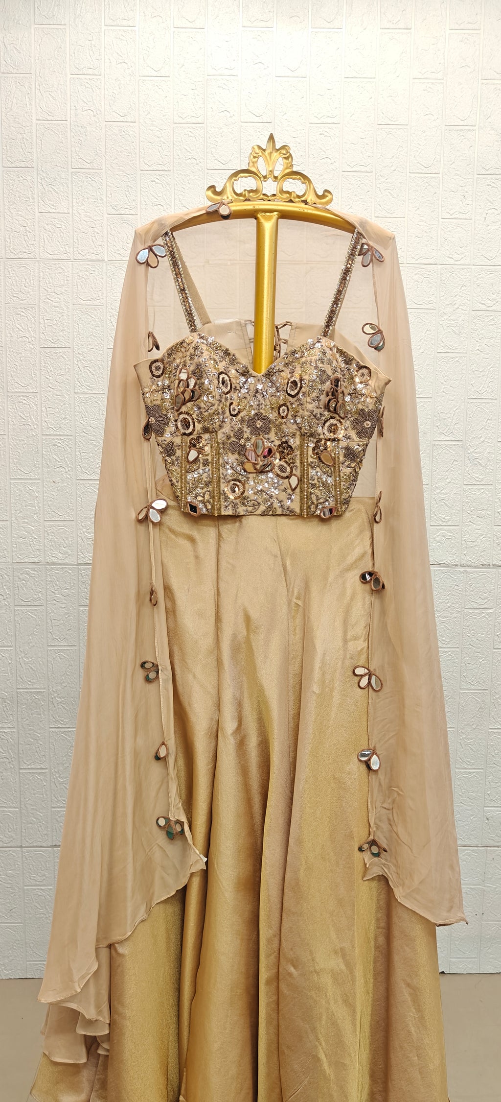 The Ethereal Cascade Cape Gown