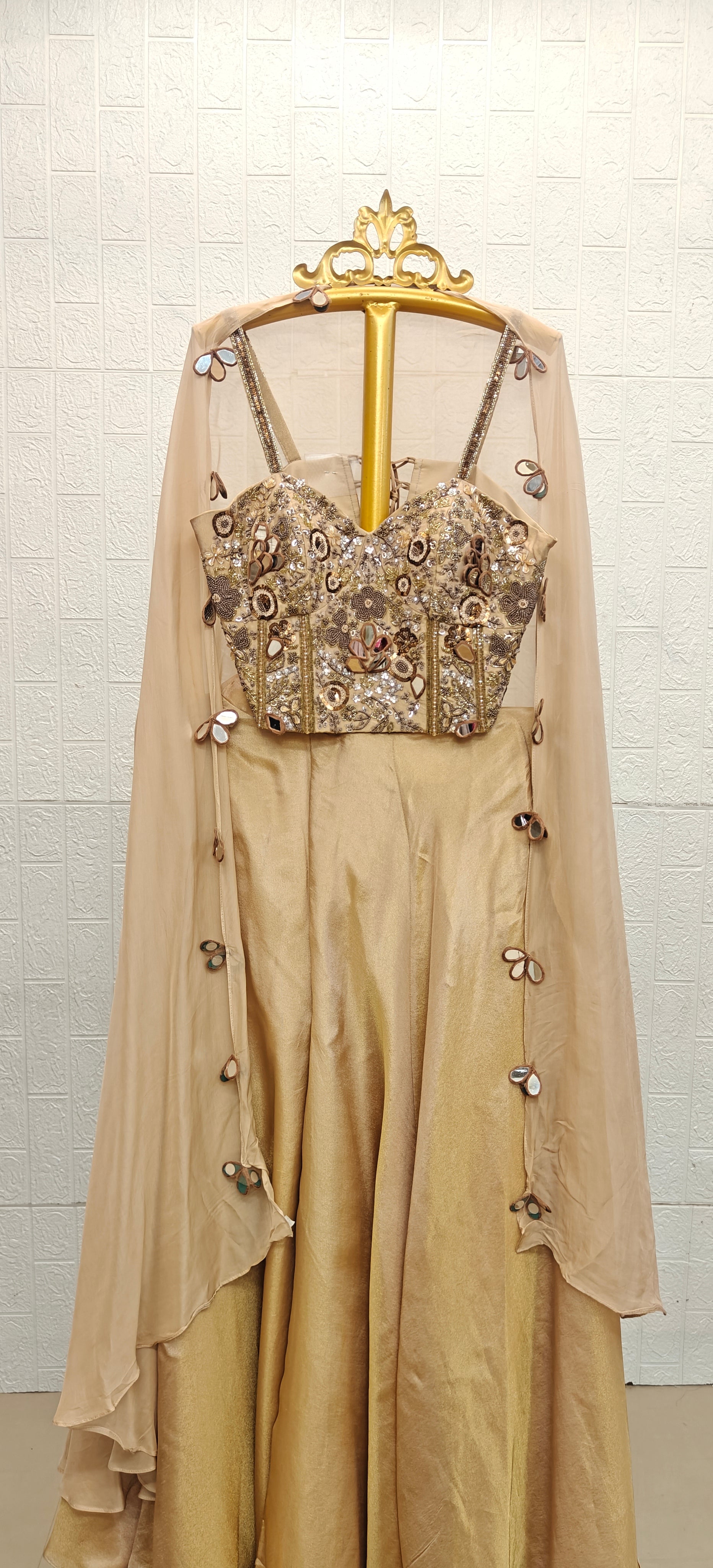 The Ethereal Cascade Cape Gown