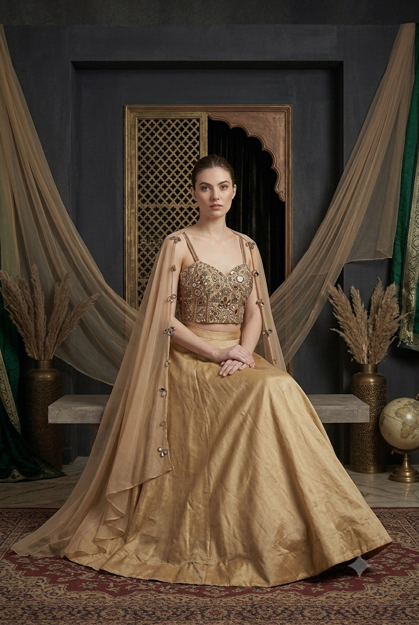 The Ethereal Cascade Cape Gown