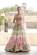 Shubh Studio Blush Pink & Mint Green Embellished Lehenga Set