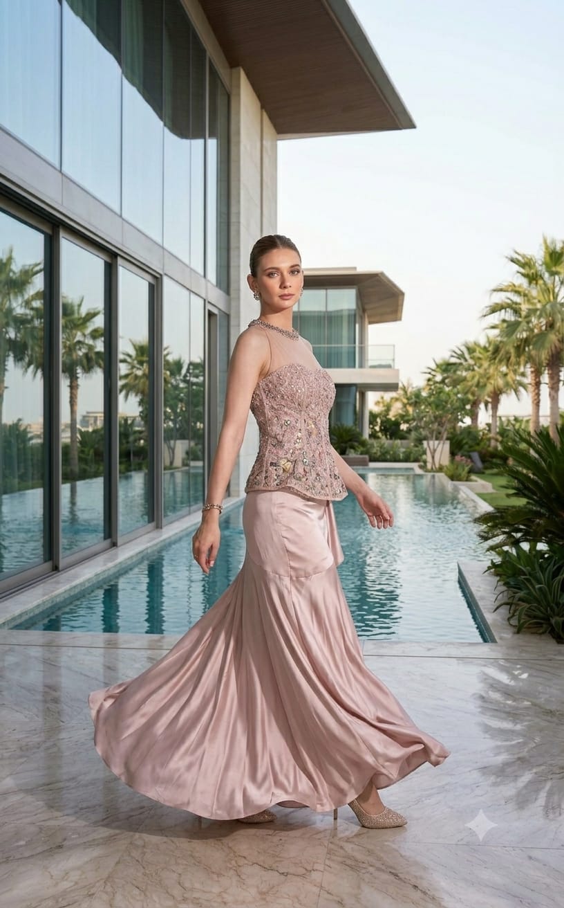 The Blush Petal Illusion Gown