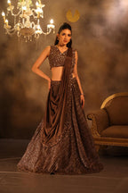 The Bronze Glitz Draped Lehenga-Saree