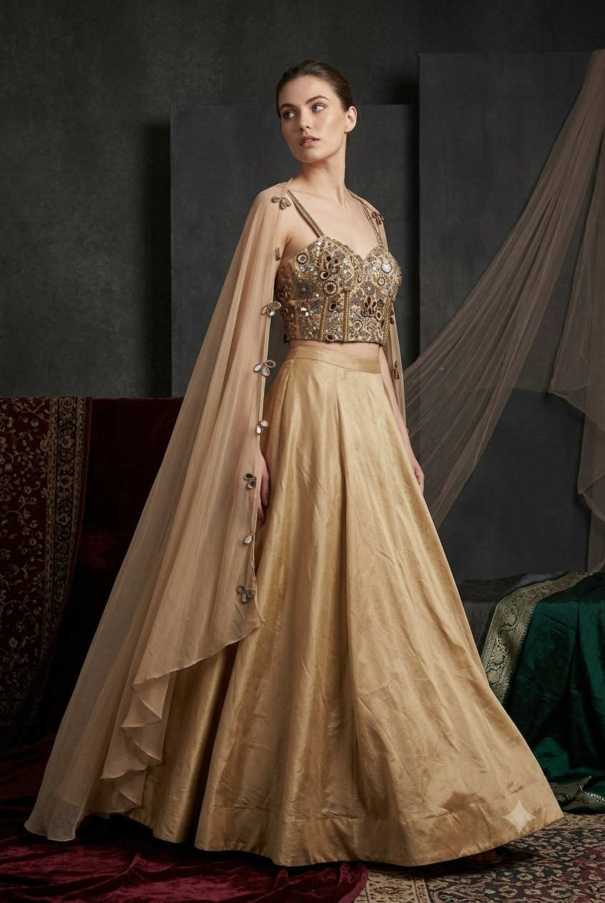 The Ethereal Cascade Cape Gown