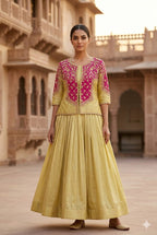 Royal Fuchsia & Dusty Mauve Zari-Embroidered Jacket Lehenga Set