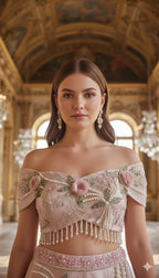 Blush Rose & Pearl Hand-Embellished Couture Lehenga Set