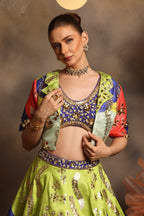 Shubh Studio Vibrant Multicolor Indo-Western Lehenga Set with Embellished Jacket