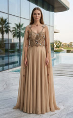 The Ethereal Cascade Cape Gown