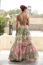 Shubh Studio Blush Pink & Mint Green Embellished Lehenga Set
