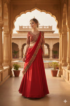 Regal Crimson Heritage Lehenga Saree